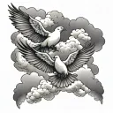 clouds and doves tattoo design idea