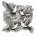 clouds and doves tattoo design idea