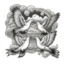 clouds and doves tattoo design idea