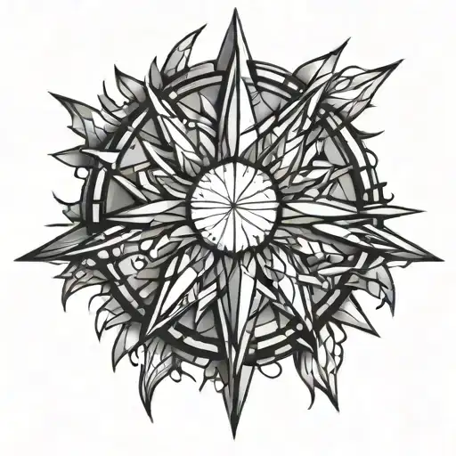 bright light rays beaming through stained glass shards tattoo design idea