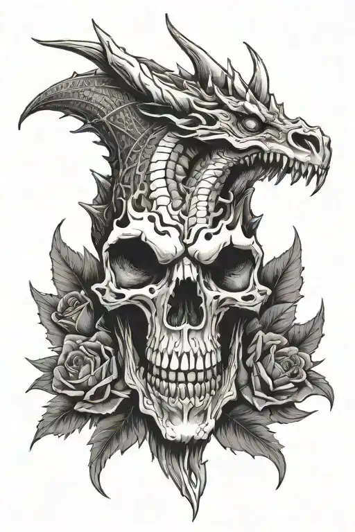 illuminated dragon skull tattoo design idea
