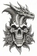 illuminated dragon skull tattoo design idea