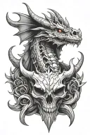 illuminated dragon skull tattoo design idea