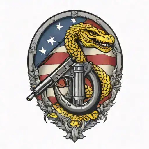 gadsden flag with guns tattoo design idea