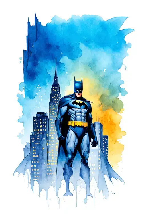 Batman Holding buildings tattoo design idea