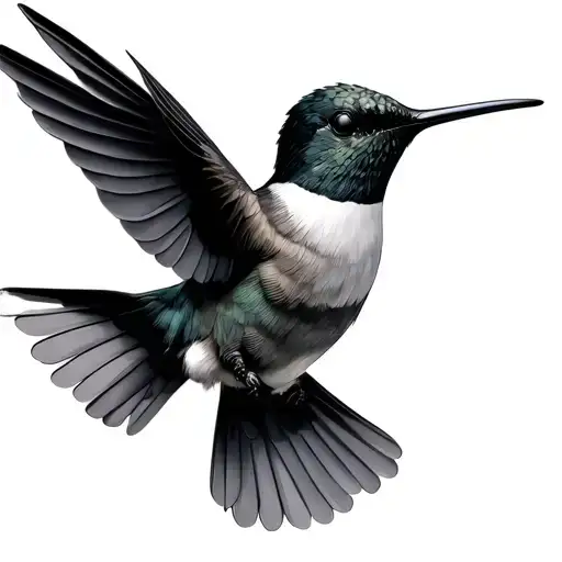 simpke realistic black Hummingbird tattoo design idea