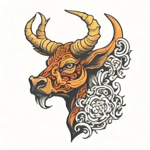 fire ox sagitarrius tattoo design idea