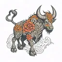 fire ox sagitarrius tattoo design idea