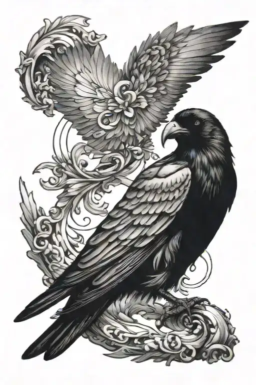 crow perched on semicolon incorporated  tattoo design idea