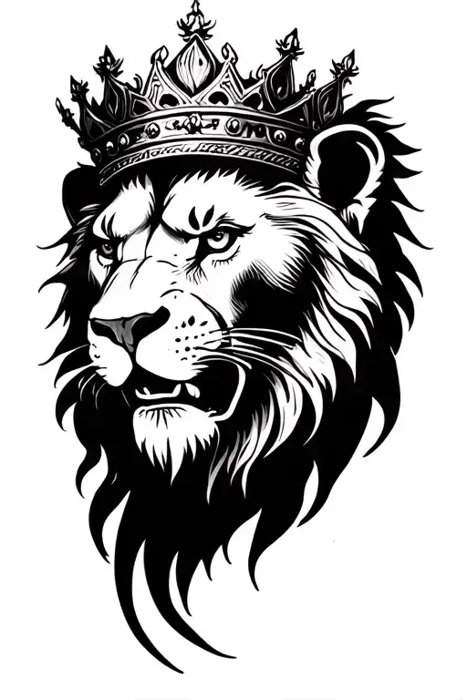 CROWNED LION HEAD WITH WATERCOLOR tattoo design idea