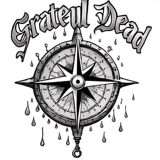 compass with Grateful Dead, rain tattoo design idea