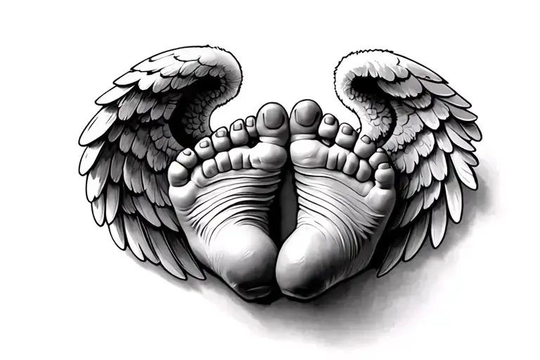 Baby Feet With Angel Wings tattoo design idea