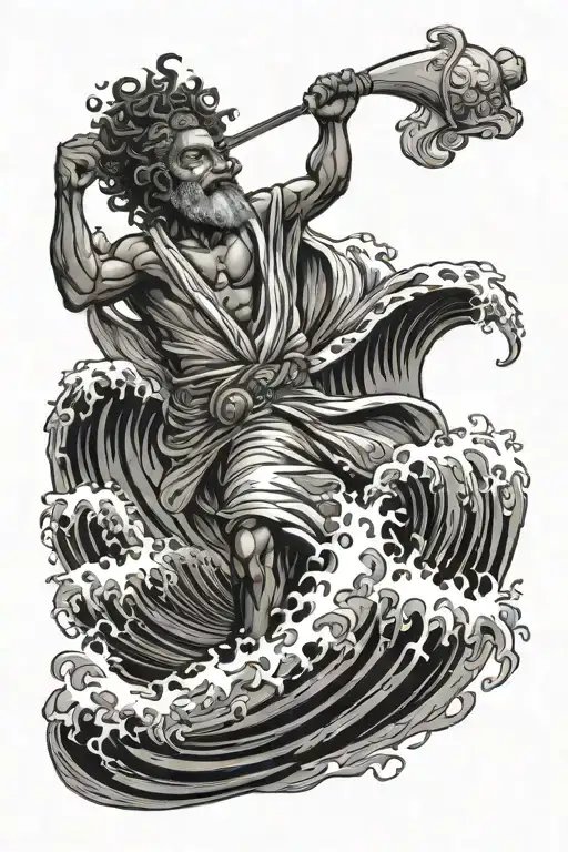 christian moses with the waves tattoo design idea