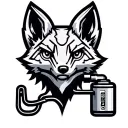 Mechanical fox head logo. Fox head is plugged into a battery. Low detail, simple design. tattoo design idea