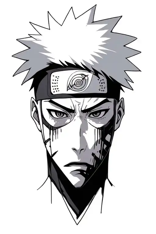 obito uchiha sad face tattoo design idea