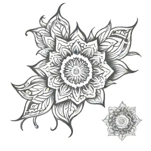 mandala sun lotus tattoo design idea