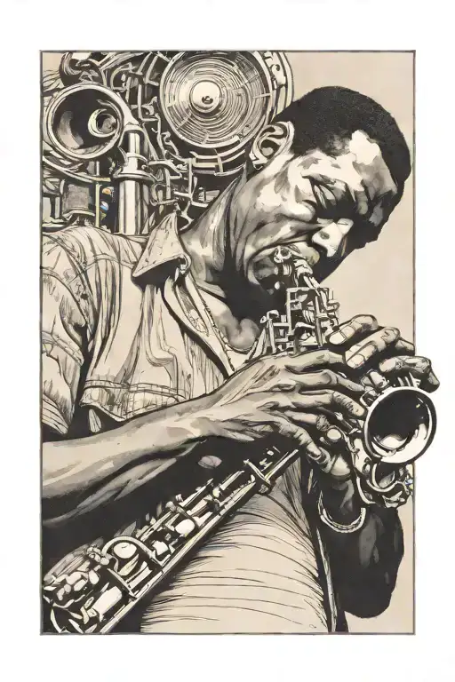 John Coltrane saxophone player tattoo design idea