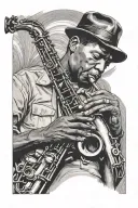 John Coltrane saxophone player tattoo design idea