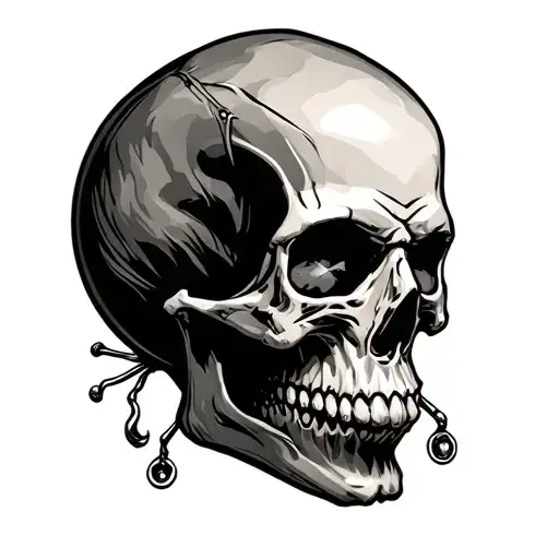 skull with piercing  tattoo design idea