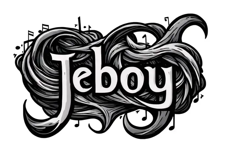 "Jeboy" Musical notes intertwined with waves tattoo design idea