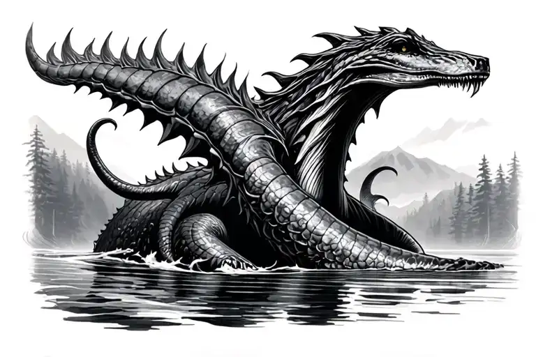 loch ness monster tattoo design idea
