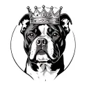 pitbull wearing a crown tattoo design idea