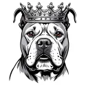 pitbull wearing a crown tattoo design idea