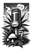 microphone,weed smoke,mushrooms,oilfield, truck driver tattoo design idea
