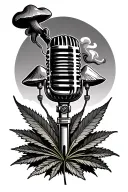 microphone,weed smoke,mushrooms,oilfield, truck driver tattoo design idea