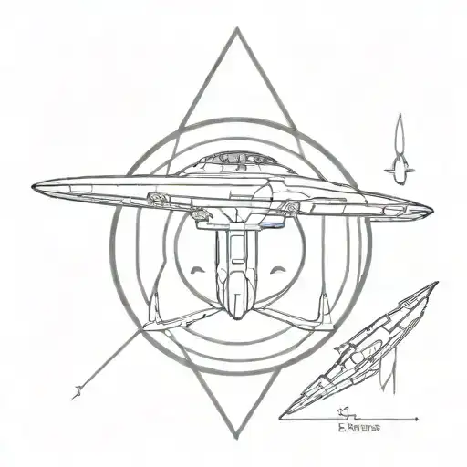 USS Enterprise D and cylon scar incorporated tattoo design idea