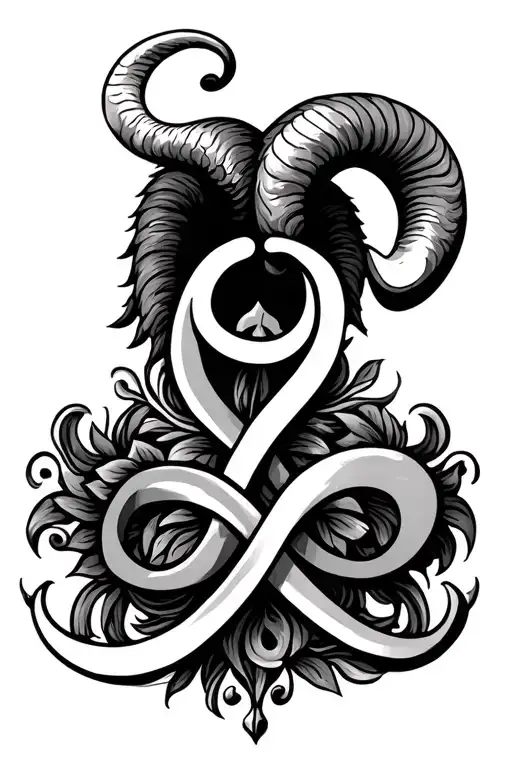 Aries symbol intertwined with family symbol tattoo design idea