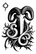 Aries symbol intertwined with family symbol tattoo design idea