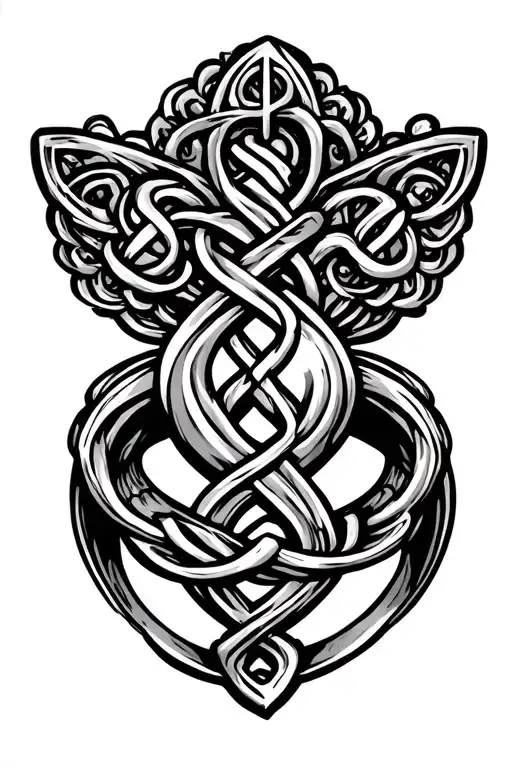Keltic trinity knot, claddagh ring, showing feminine, sensuality, strength tattoo design idea