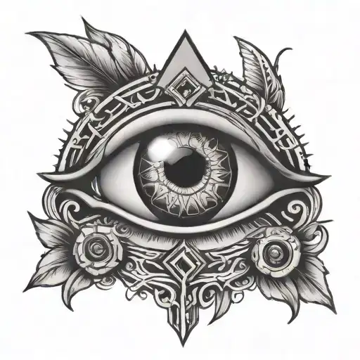 all sesing eye, traditional style, rune  tattoo design idea