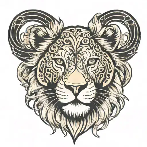 Black Heart with lion head tattoo design idea