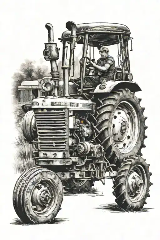 Tractor driving away seen tattoo design idea