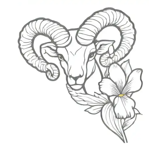 Ram and Iris flower tattoo design idea