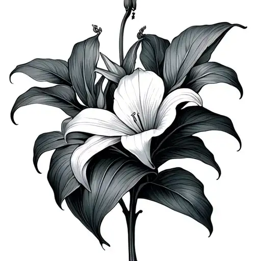 peace lily bloom vase tattoo design idea