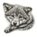 wolf cub  looking forward  tattoo design idea
