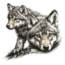 wolf cub  looking forward  tattoo design idea