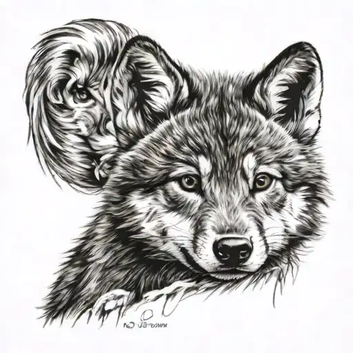 wolf cub  looking forward  tattoo design idea