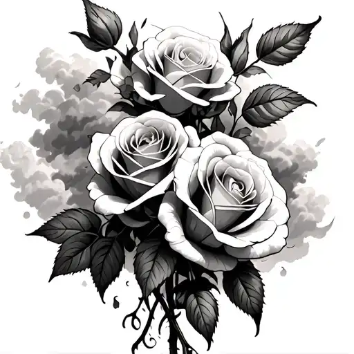 Deaf with roses and background full of clouds tattoo design idea