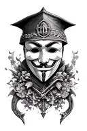 glory to the legion anonymous mask inspired tattoo design idea