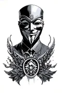 glory to the legion anonymous mask inspired tattoo design idea