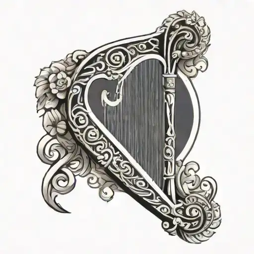 Irish harp with J incorporated tattoo design idea