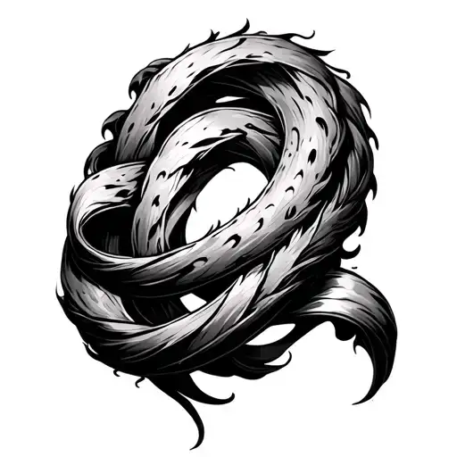 Mythical Ribbon)A band or ribbon that’s looping around, possibly biting its tail — like an ouroboros, but made of smoke, tattoo design idea