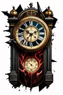 broken clock tattoo design idea