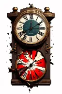 broken clock tattoo design idea