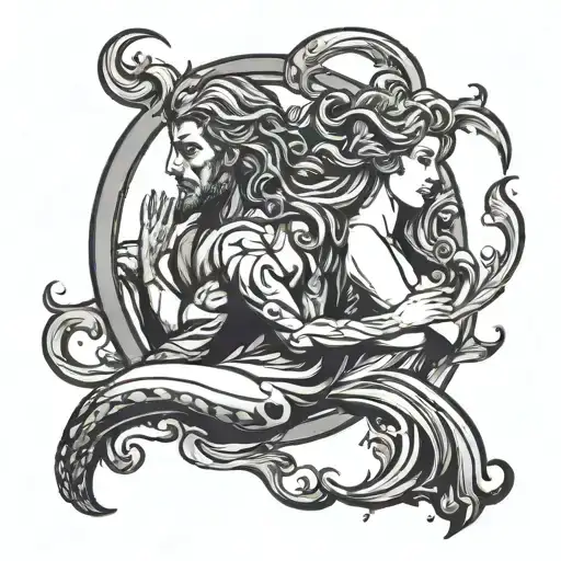 Aquarius male and Virgo female together relationship  tattoo design idea
