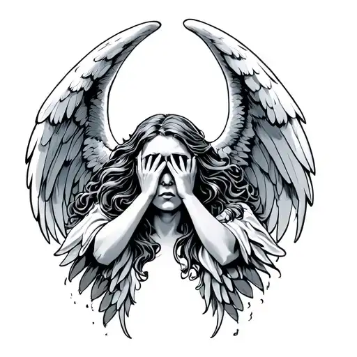 hear no evil see no evil angel tattoo design idea